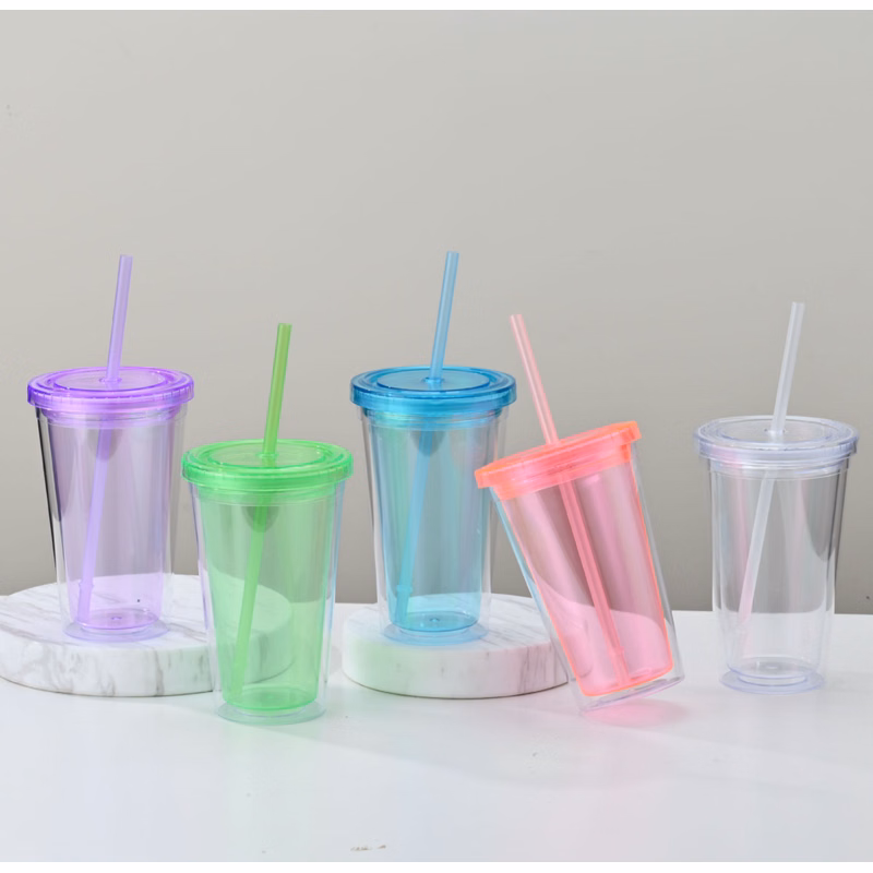 Acrylic Tumbler With Straw