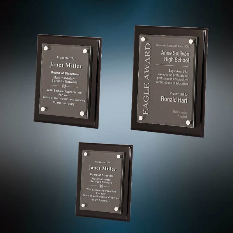 BLACK PIANO FINISH FLOATING ACRYLIC PLAQUE (MEDIUM)