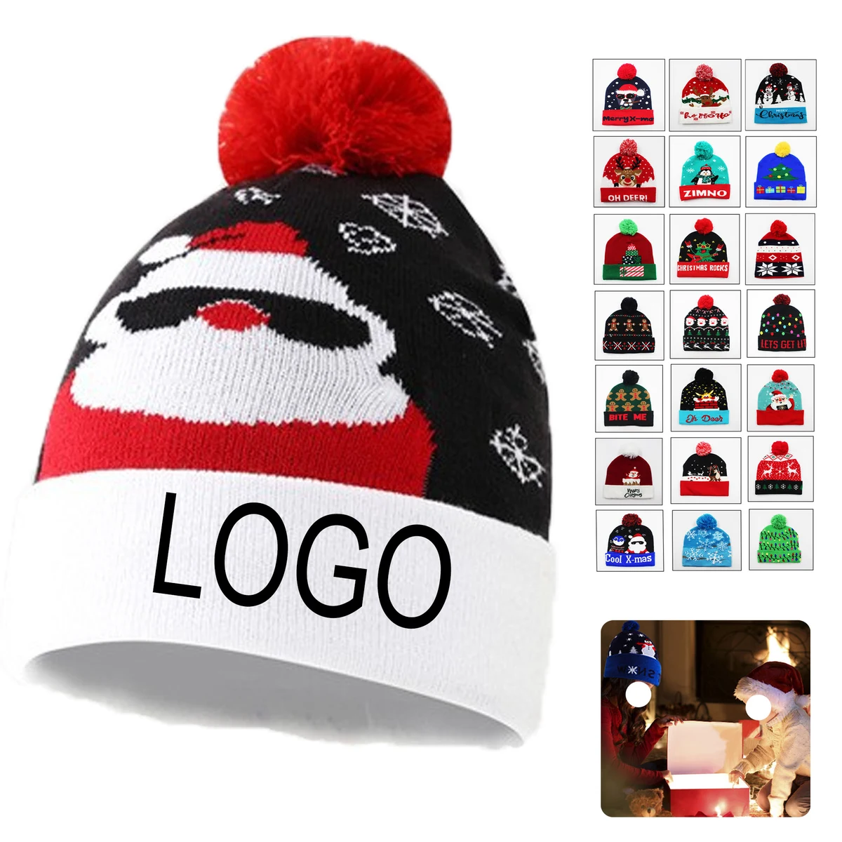 LED Christmas Beanie Light Up Knit Winter Hat 1