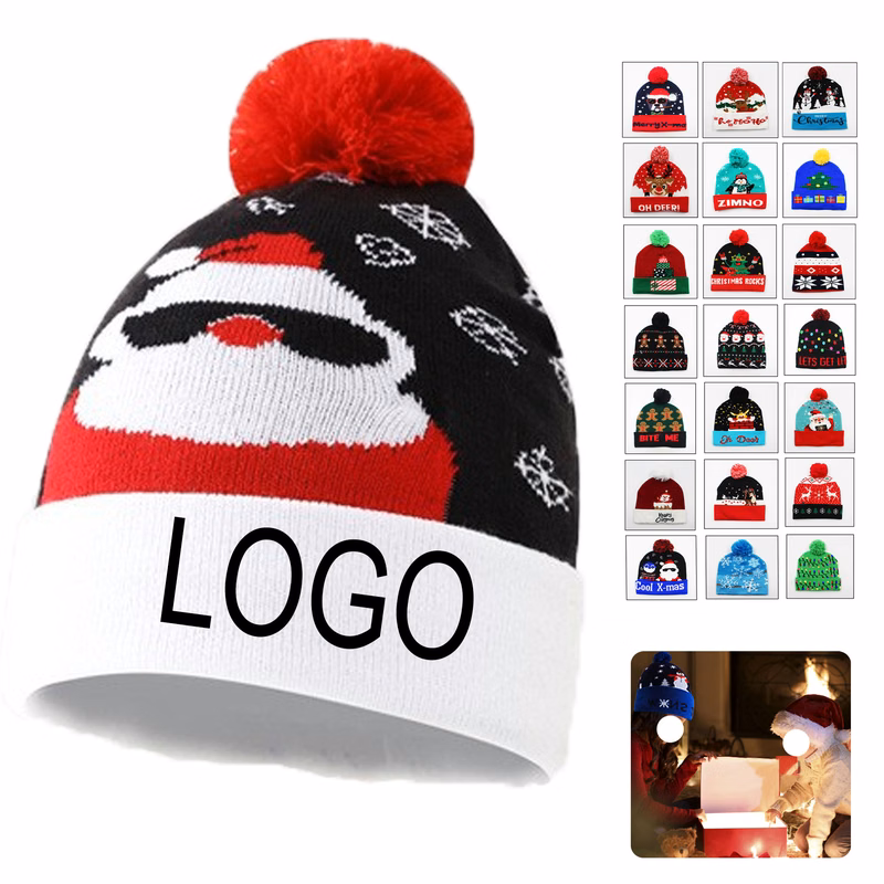 LED Christmas Beanie Light Up Knit Winter Hat
