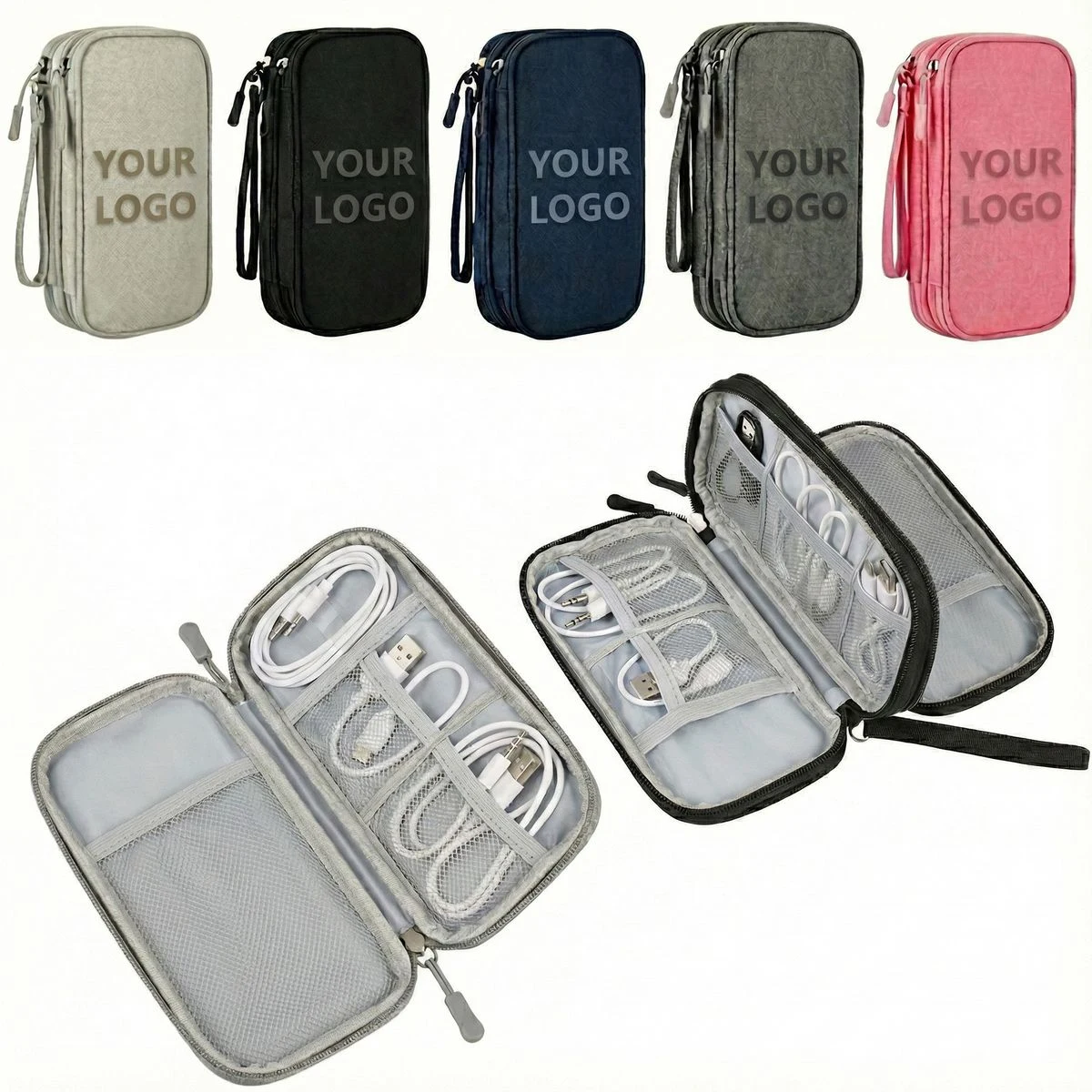Double Layer Waterproof Electronics Accessories Organizer Bag 1