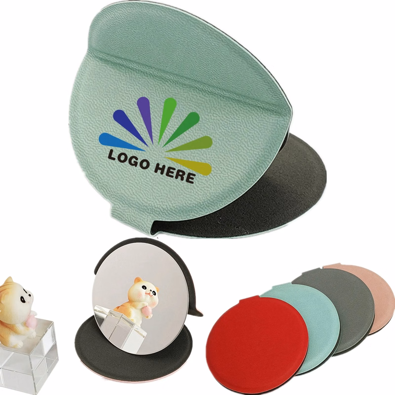 Mini Folding Makeup Mirror with PU Leather Case Cover