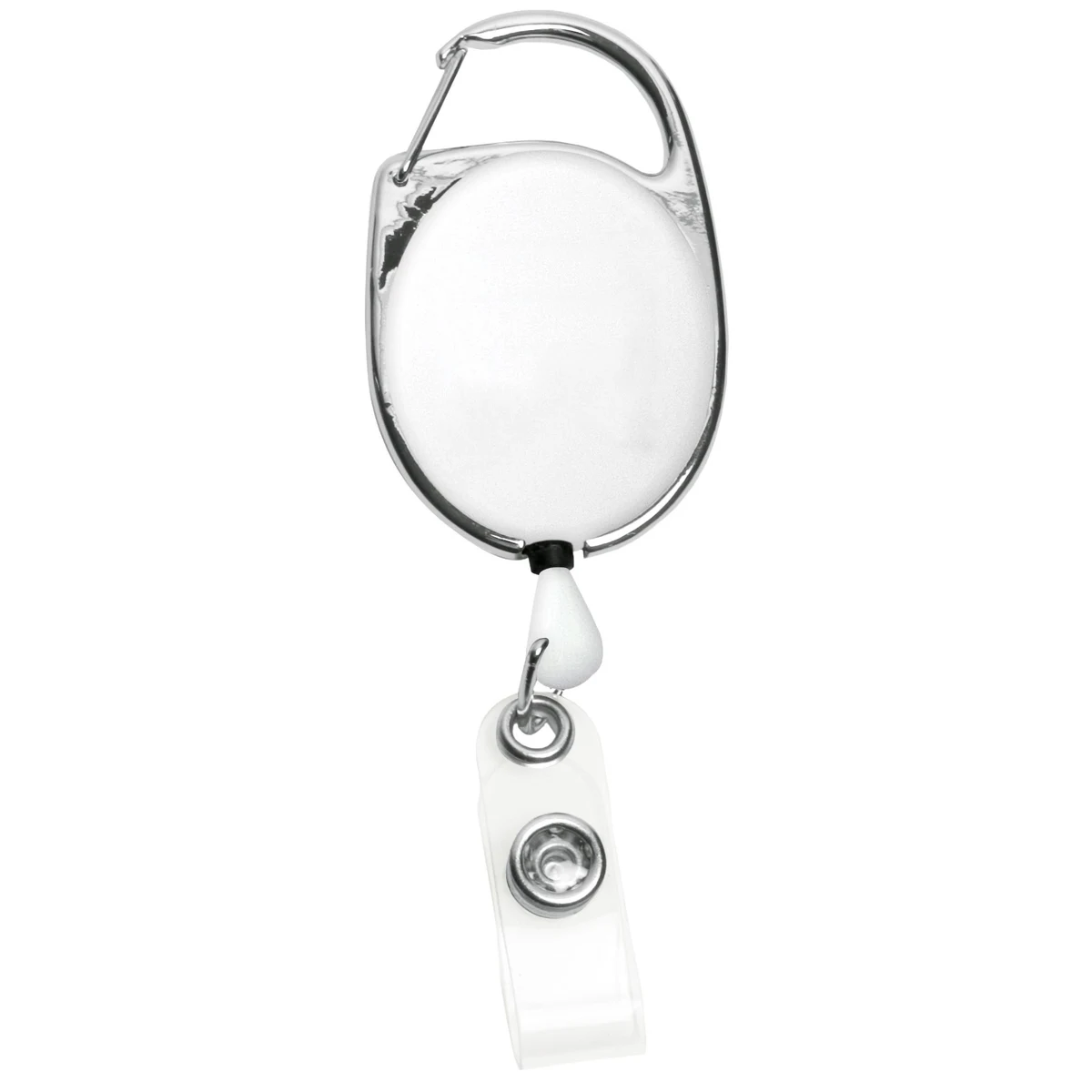 30" Carabiner Style Retractable Badge Reel (1 3/8"x2") Non-Printed with Metal Slip Clip 1