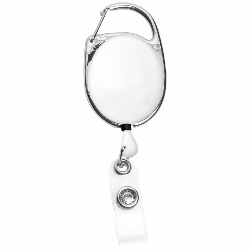 30" Carabiner Style Retractable Badge Reel (1 3/8"x2") Non-Printed with Metal Slip Clip