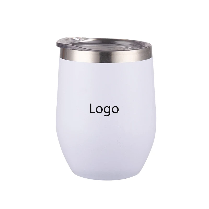 12 OZ Wine Stainless Steel Stemless Double Wall Vacuum Glasses Thermal Tumbler/ Straw Holes 1