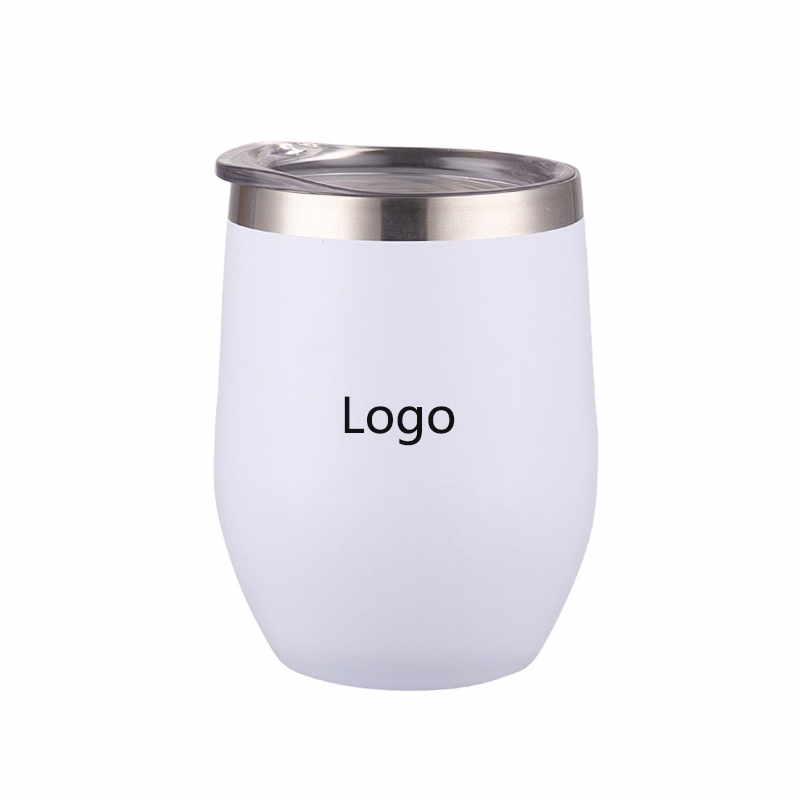 12 OZ Wine Stainless Steel Stemless Double Wall Vacuum Glasses Thermal Tumbler/ Straw Holes