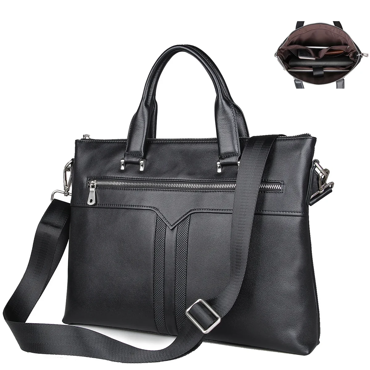 Genuine Leather Briefcase for Men Women 1