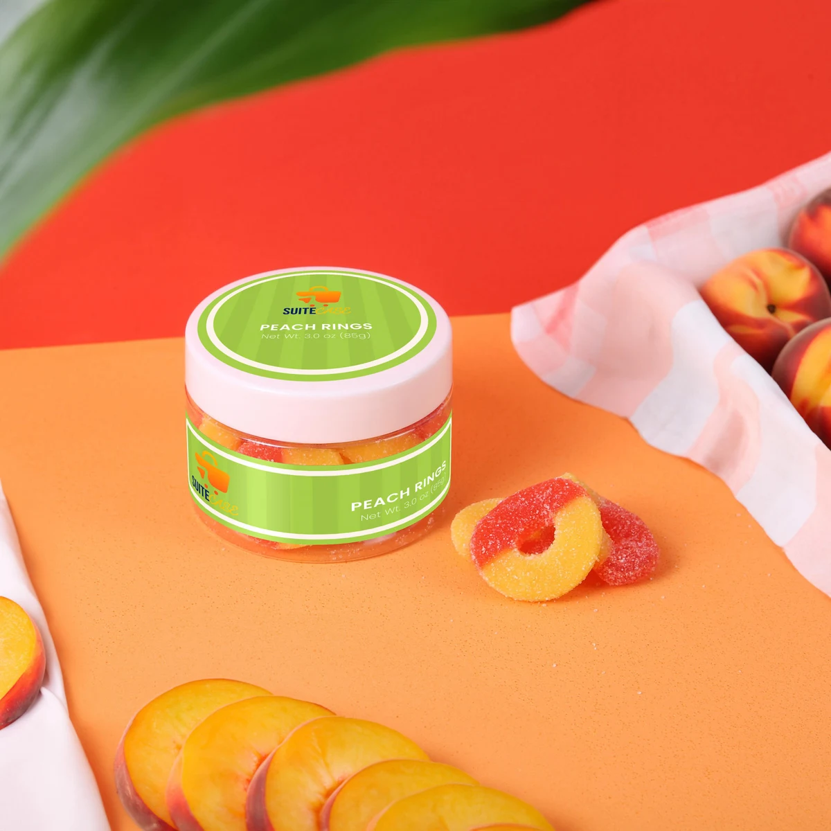 Albanese® Gummi Peach Rings: Small Jar 1