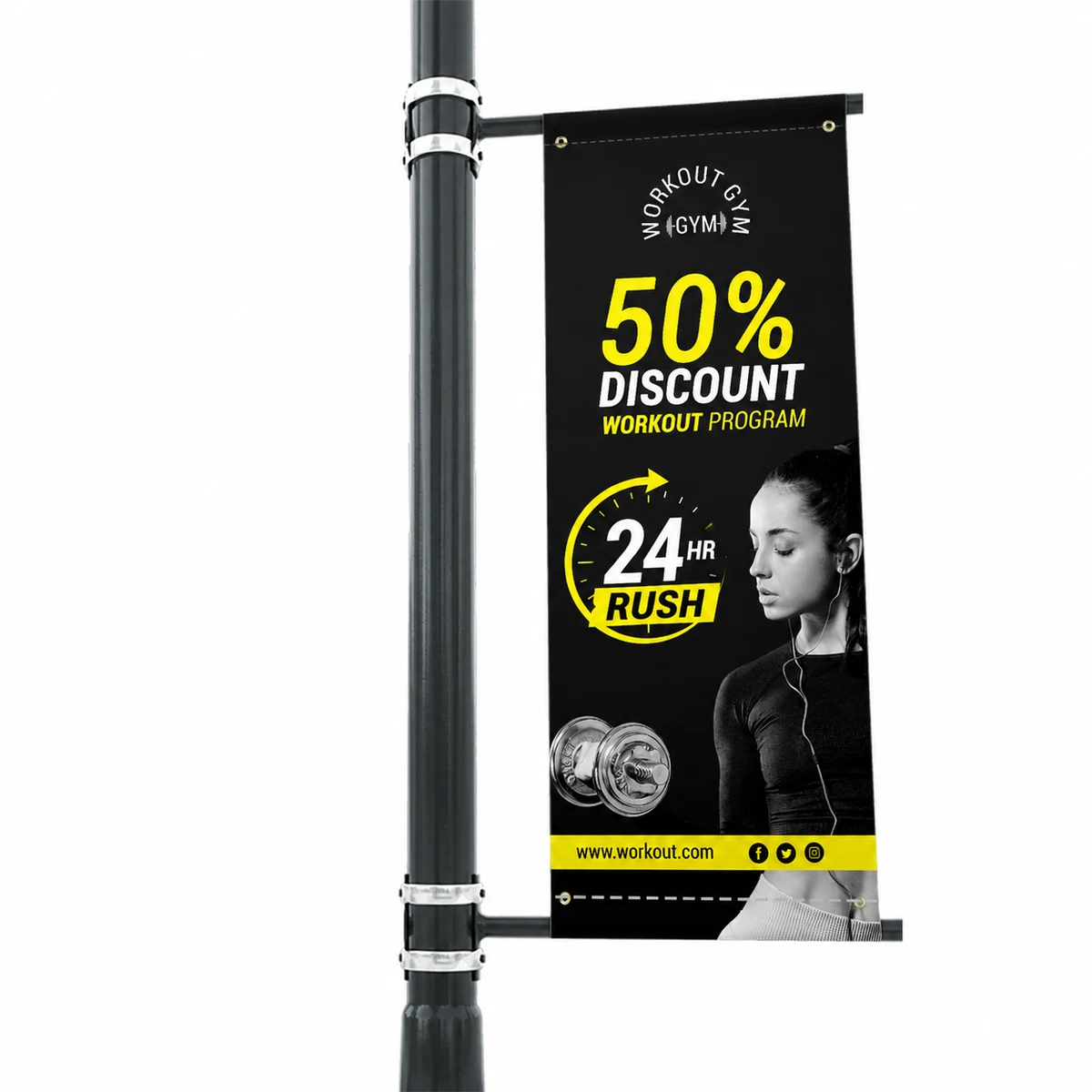 24Hr Rush – Pole Banners-1ft x 1ft (SQFT) 1