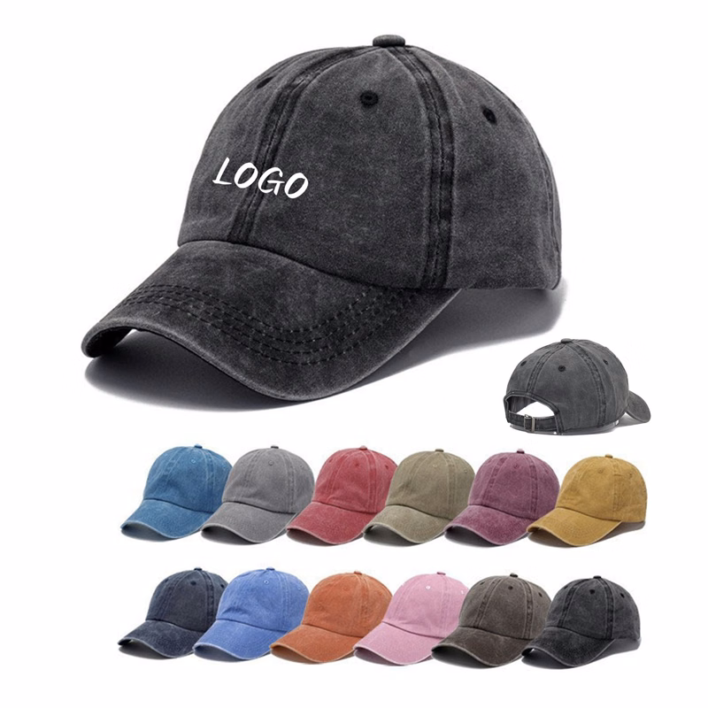 Men Women Washed Cotton Baseball Cap Adjustable Hat