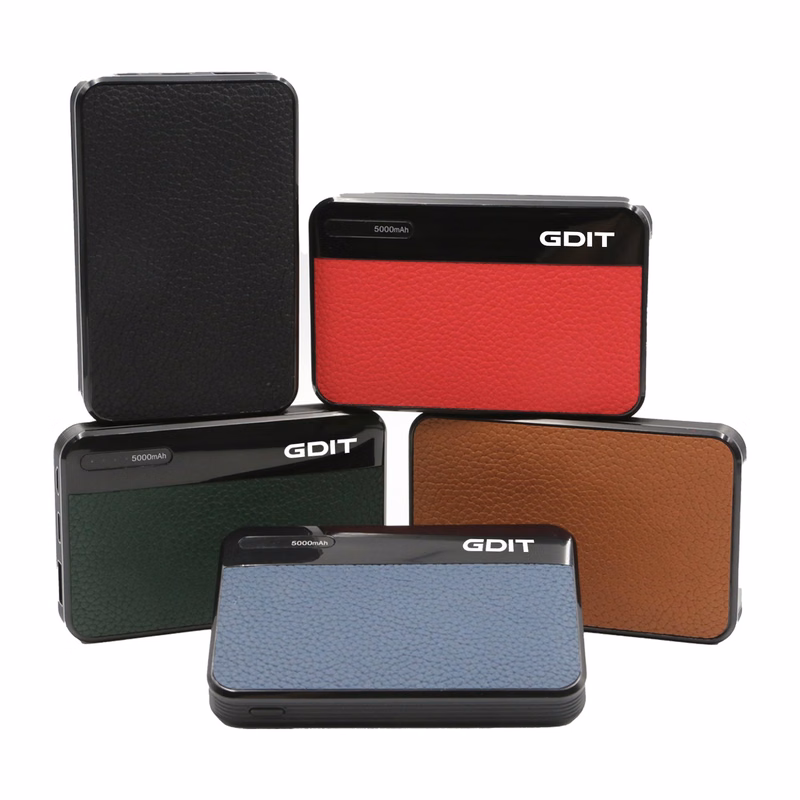 5000mAh Leather Finished Power Bank with digital display
