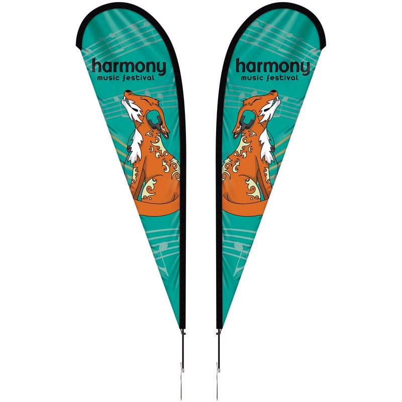 10' Double Sided Portable Teardrop Banner w/ Hardware Set