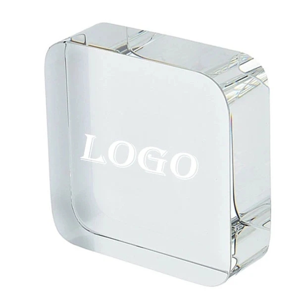 Crystal Rounded Corner Square Paperweight 1