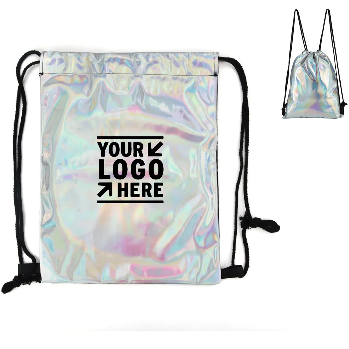 Shiny Holographic Drawstring Bag 1