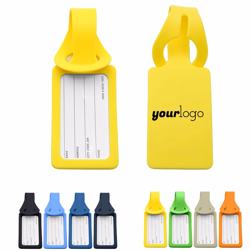 Silicone Luggage Tag with Rotating ID Card Cover