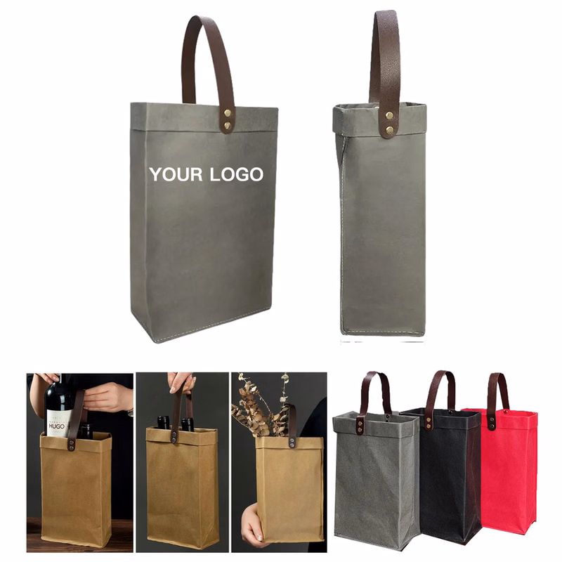 Nordic Style Kraft Paper Wine Bag with Handles