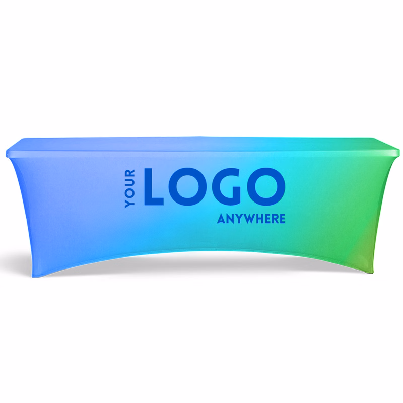 Zipper Back - 8' Fitted, 4 Sided Contour Stretch All-Over Imprint Table Cover