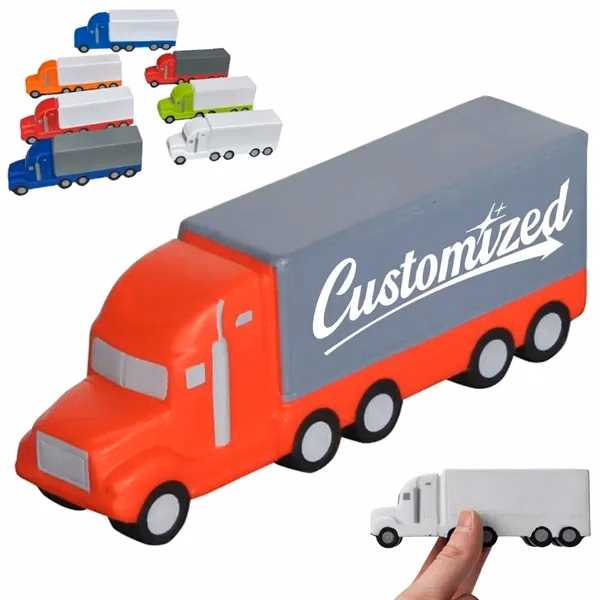 Custom Truck-Shaped PU Foam Stress Reliever with Logo Print — Transportation Promo