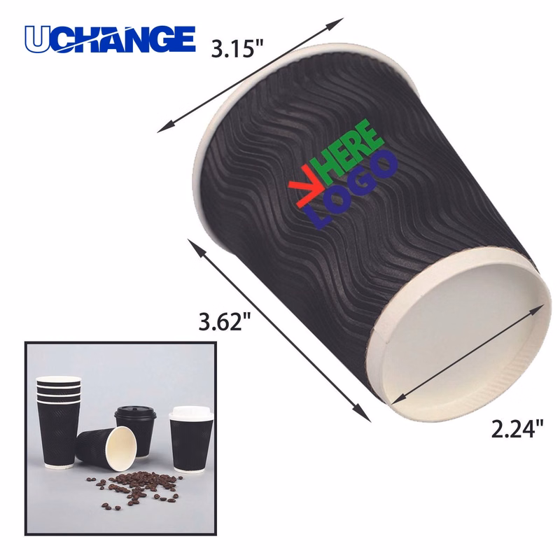 Full Color Disposable Corrugated Paper Cup Container (8 OZ)
