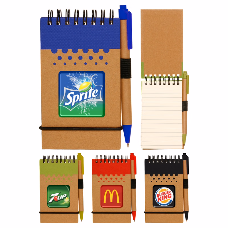 Eco Spiral Notebook Jotter w/ Matching Pen - Full Color
