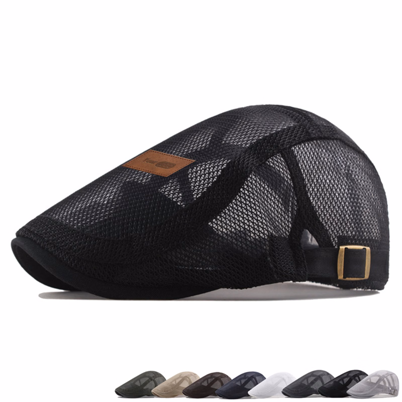 Cotton-Polyester Breathable Mesh Newsboy Cap For All-Season Comfort