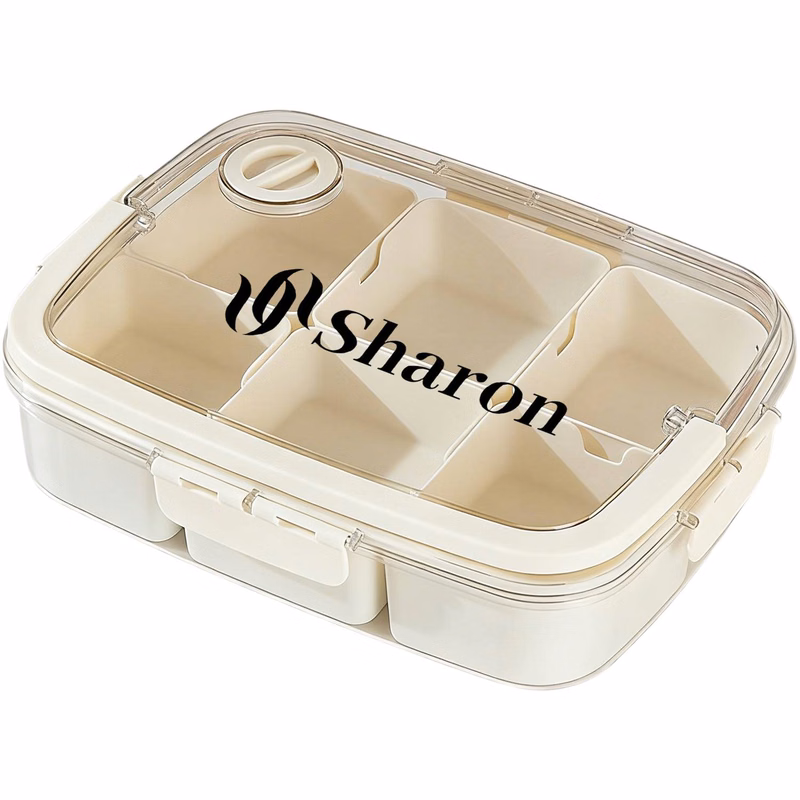 6-Compartment Food-Grade Spice Organizer Box w/Handle