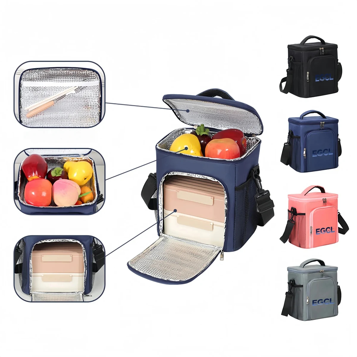 Double ice pack, portable lunch bag, lunch box insulated bag 1