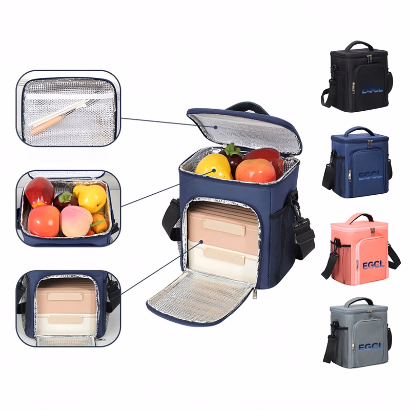 Double ice pack, portable lunch bag, lunch box insulated bag