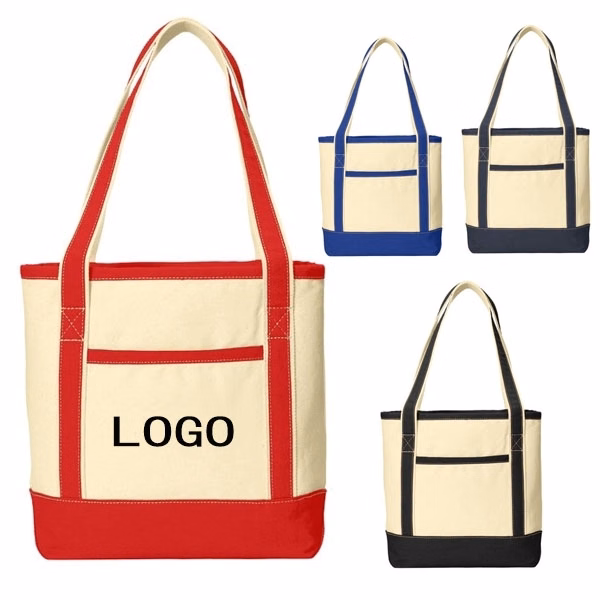 Heavy Duty Canvas Boat Tote Bag with Front Pocket