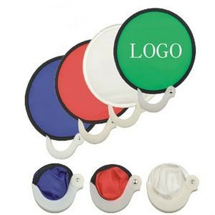 Round Polyester Folding Fan With Plastic Handle 1