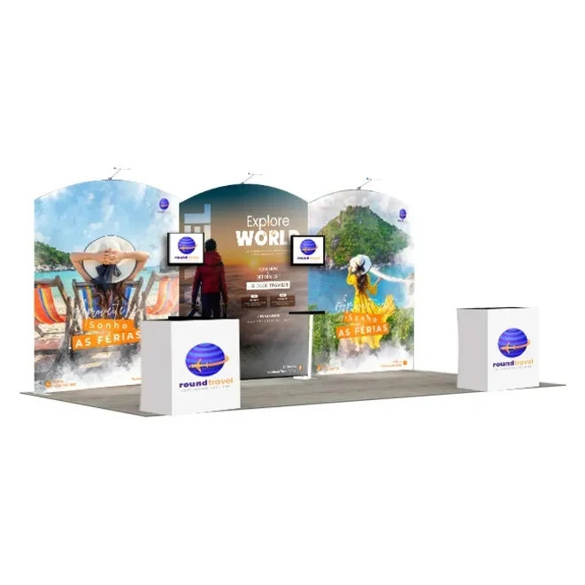 20ft Inline Trade Show Booth – LED Backlit Display with Counters & Branding 1