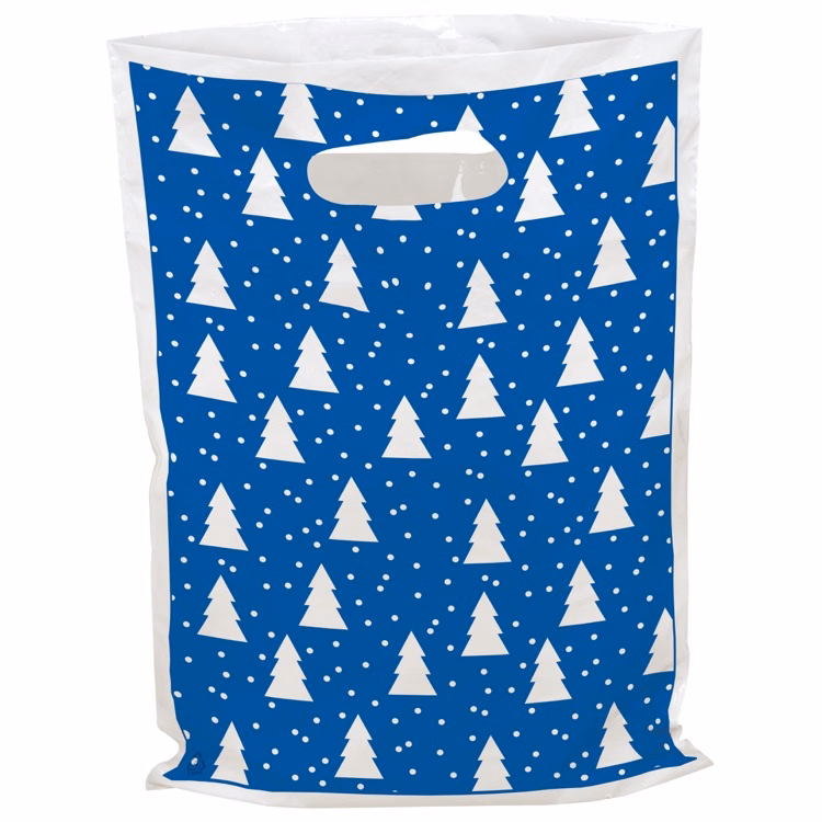 Bold Christmas Trees Seasonal Predesigned Plastic Bag (9" x 13")