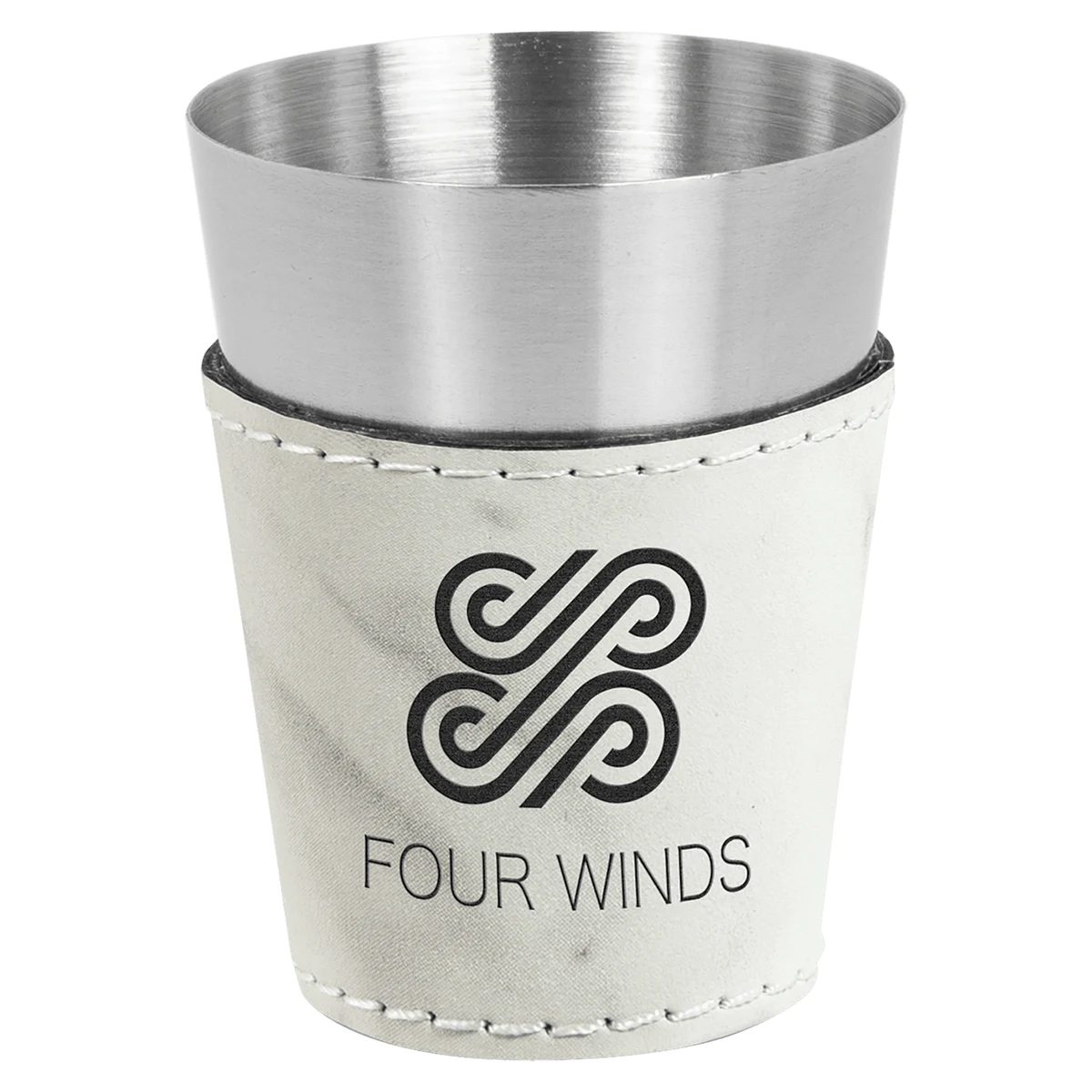 2oz. Purple Leatherette & Stainless Steel Shot Glass 1