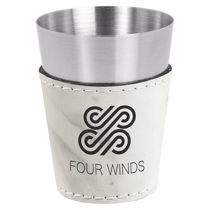 2oz. Marble Leatherette & Stainless Steel Shot Glass