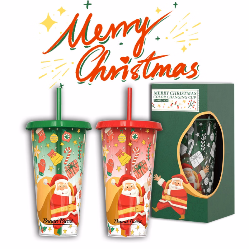 Pack Of 2 Christmas Color Changing Cups
