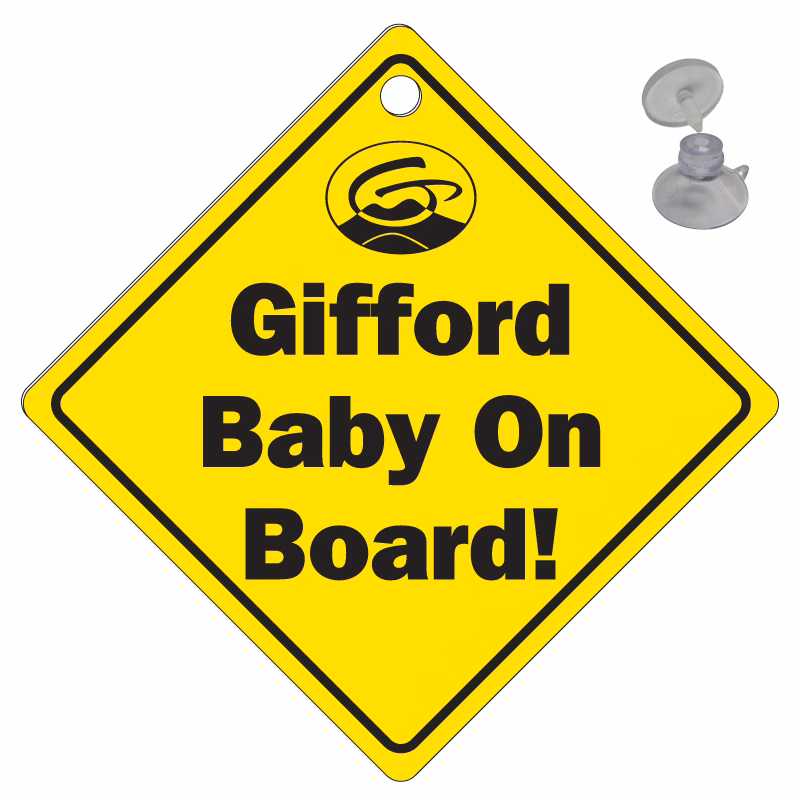 Baby on Board Sign .040 White Styrene (5"x5") with Suction Cup, Spot Colour Screen-Printed