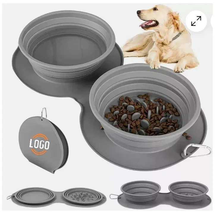 Portable Folding Double Pet Bowl Feeder 1