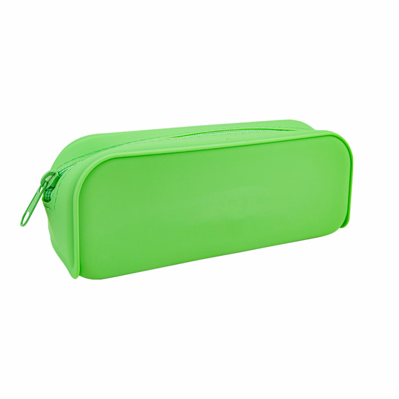 Silicone Square Stationery Pen Case With Metal Zipper 7.1" x 2.8" x 2"