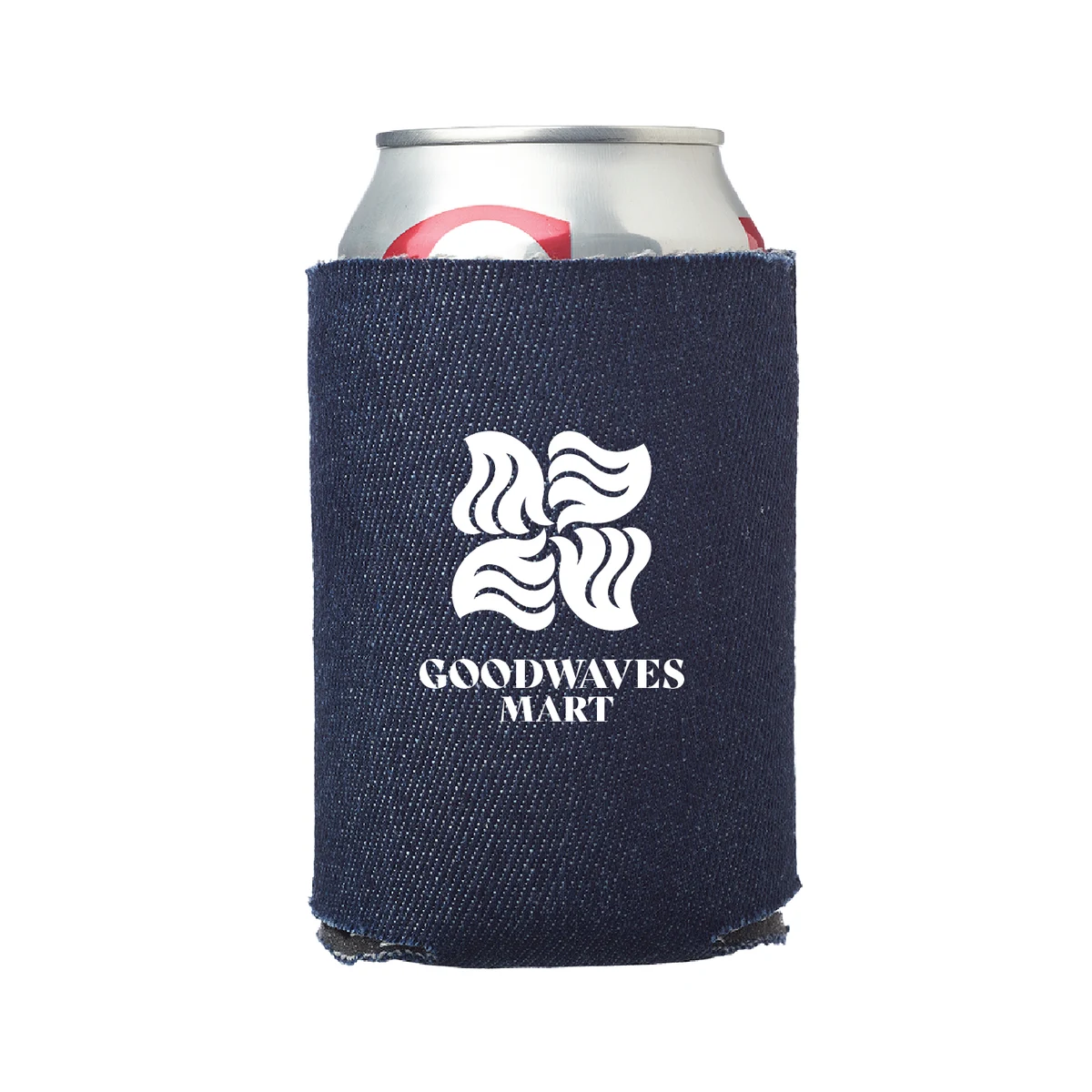 Denim Blue Foam Can Cooler, custom koozie with logo imprint 1