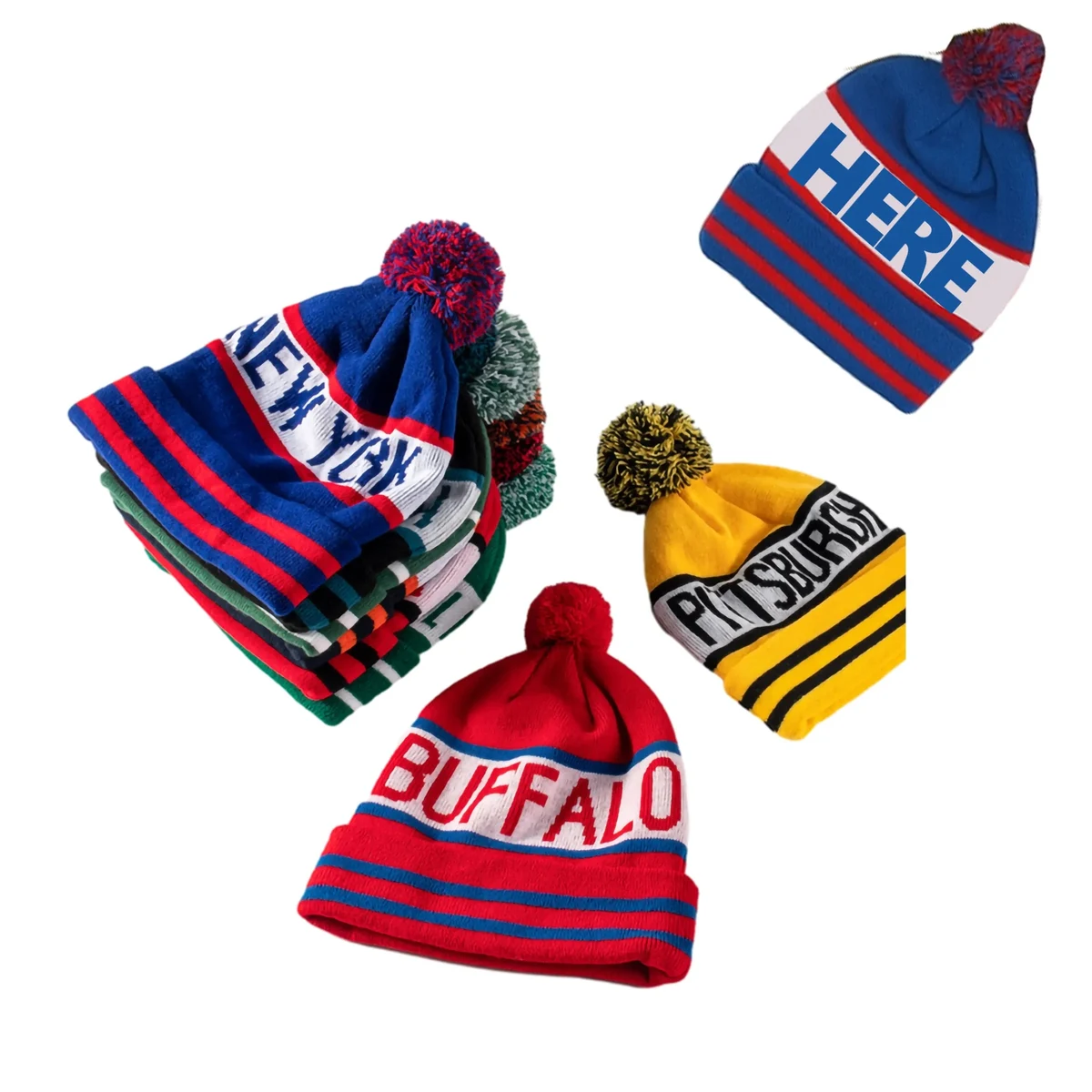 Knitted Pom Beanie for Winter MOQ 100PCS 1