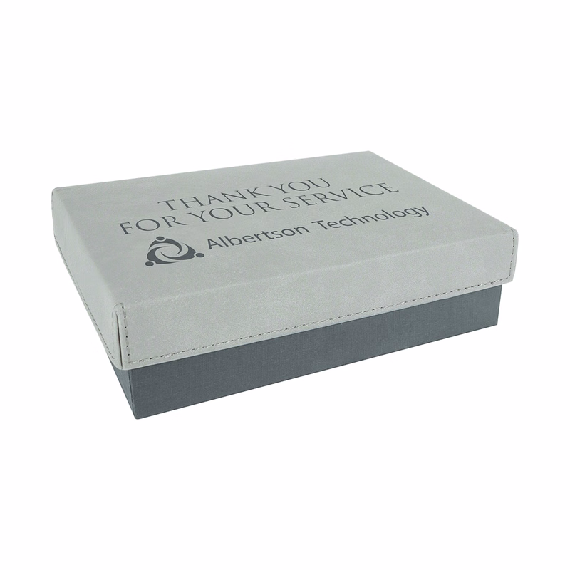 7 3/8" x 5 3/4" Gray Leatherette Gift Box