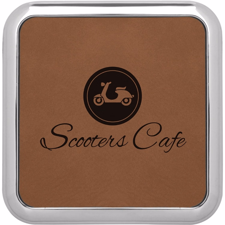Dark Brown Leatherette Individual Square Coaster