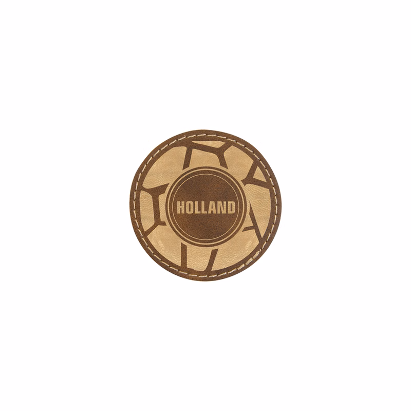 2" Rustic/Gold Leatherette Round Patch with Adhesive