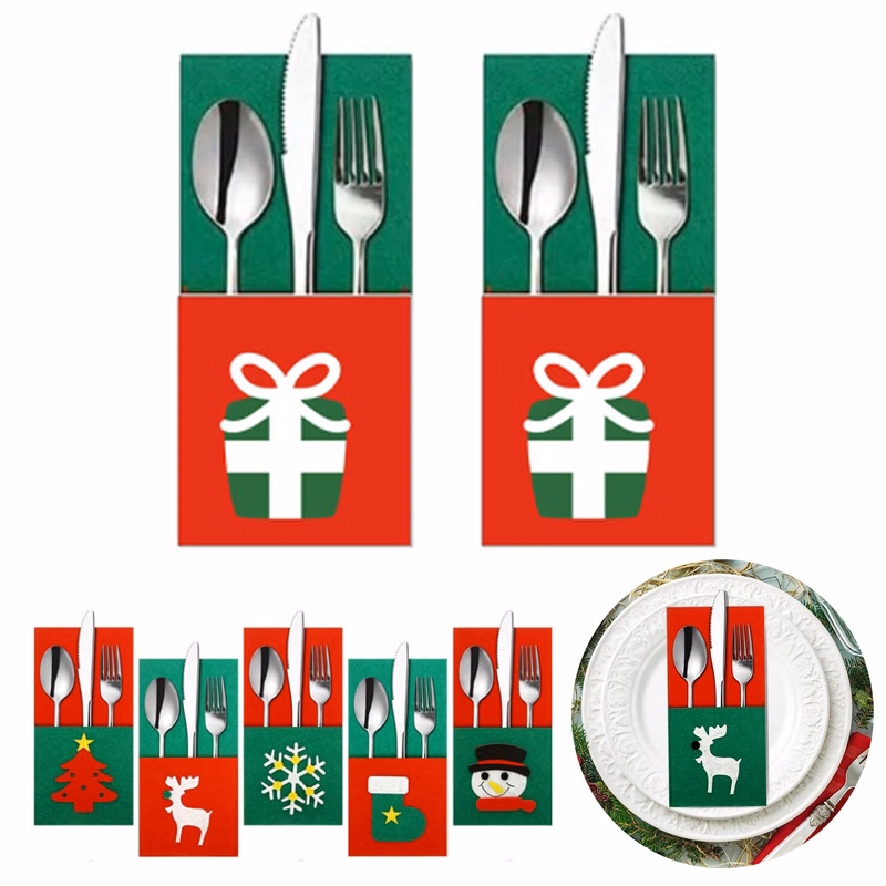 Festive Felt Utensil Pouch for Christmas Dinner Decor