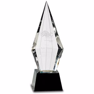 Crystal: 9.5" Obelisk Facet on Black Base