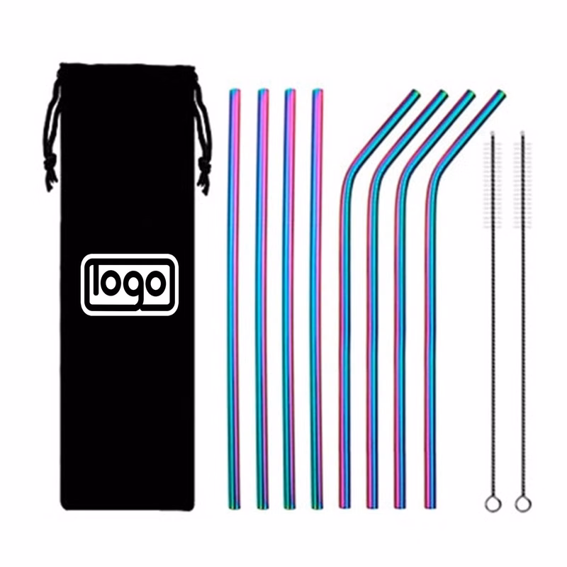 10PCS Stainless Steel Straw Set