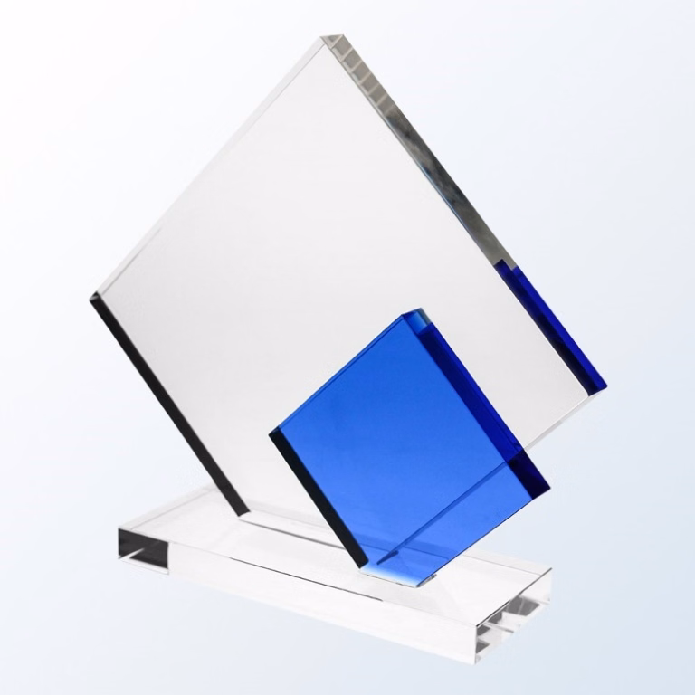 Blue Double Diamond Optic Crystal Award