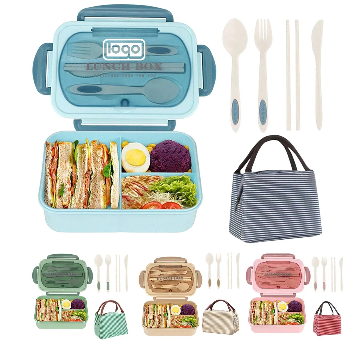 Leak-Proof Bento Lunch Box w/ Utensils 1