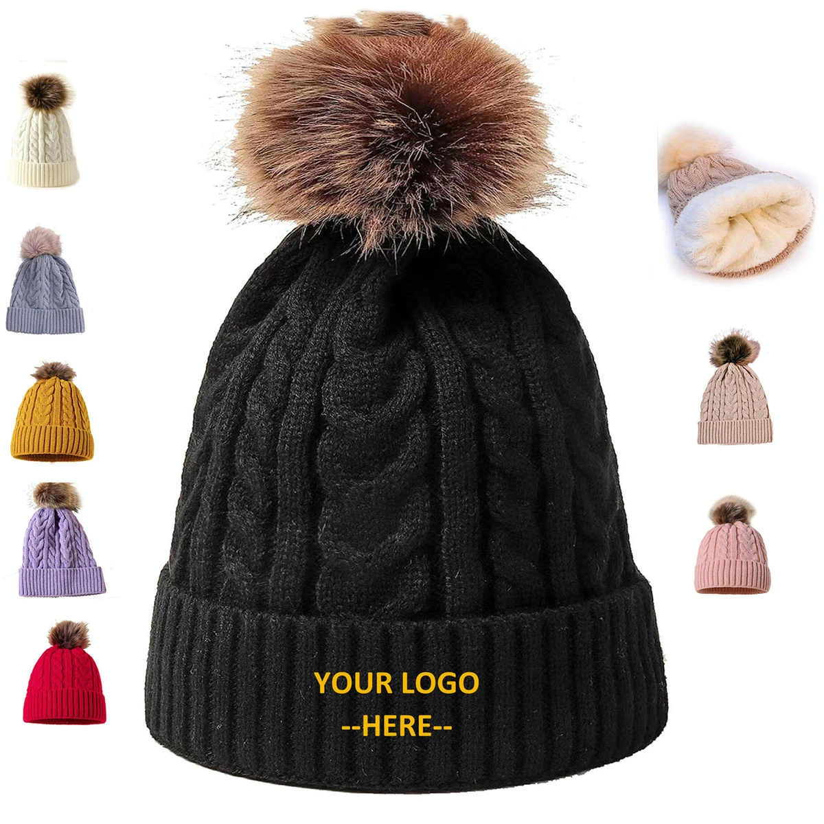 Faux Fur Pom Hat 1