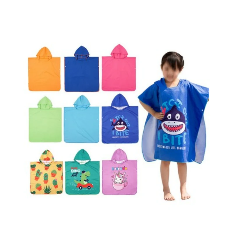 Kids Velvet Summer Beach Poncho Cape Towel 1